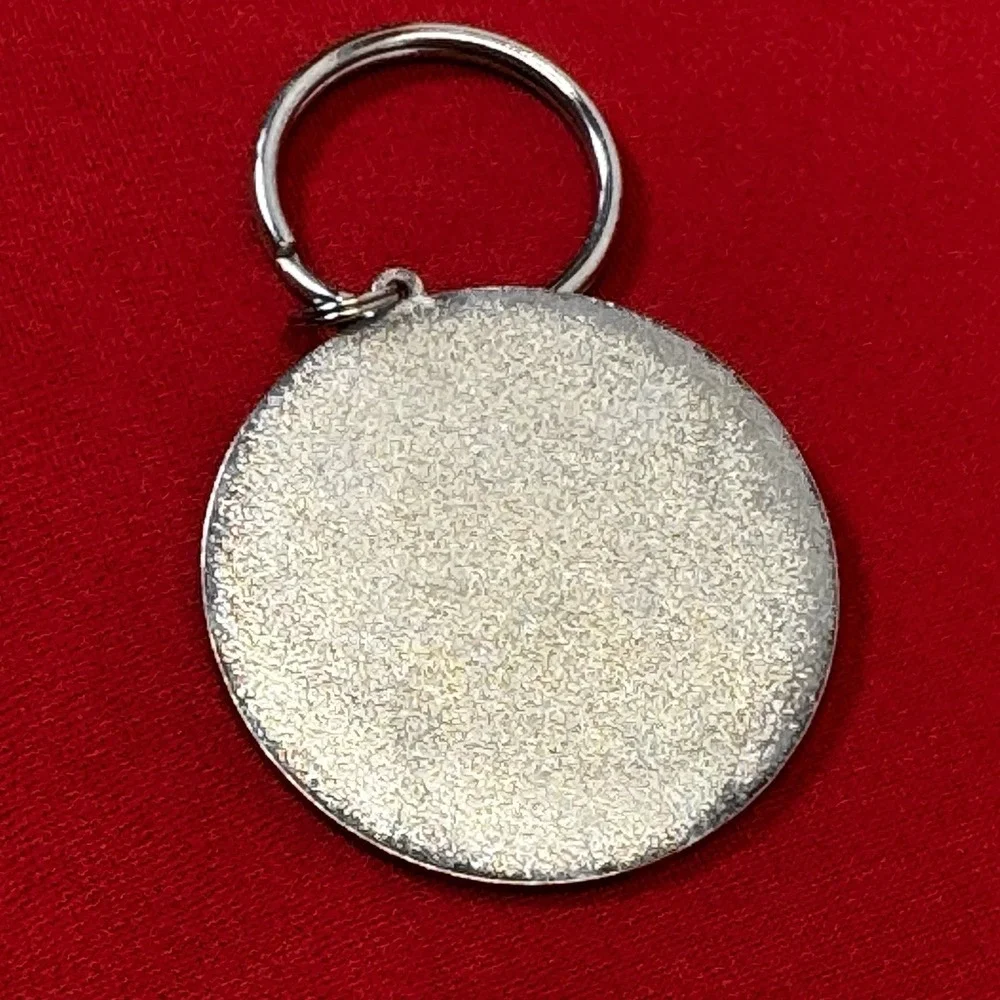 Silver Tone Key Ring With Paw Print In Orange‎ Enamel Circle